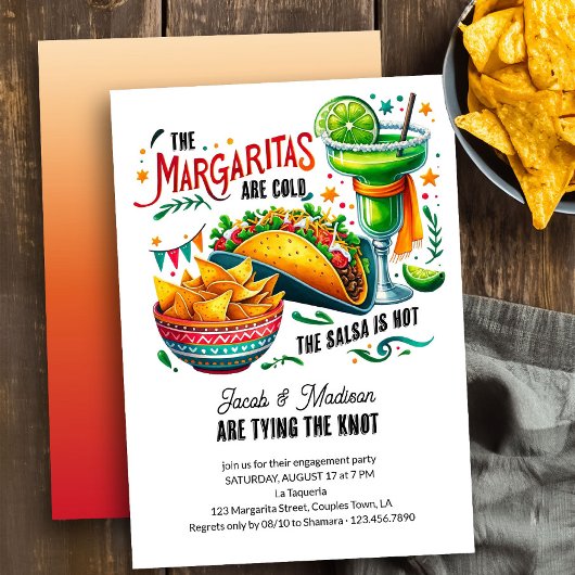 Margaritas und Tacos Fun Bunte Engagement Party Einladung