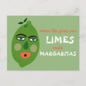 Margaritas Whimsical Limes Postcard Postkarte (Vorderseite)
