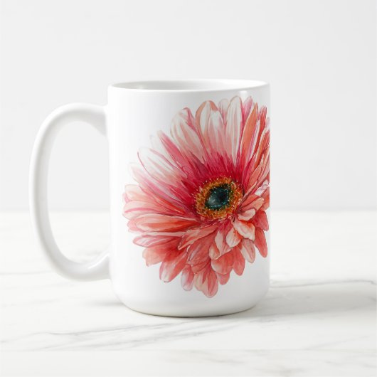 MARGARITE BLUME schöne Aquarell-Margariten rosa  Kaffeetasse (Links)