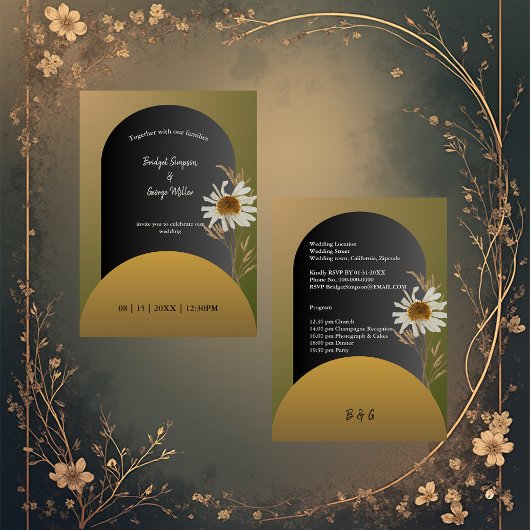 Margarite Herbstgetrocknete Blume Einladung Hochze