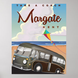 Margate Kent Vintage-Reisebusplakat Poster