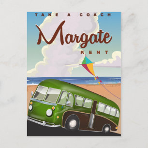 Margate Kent Vintage-Reiseplakat für Busreisen Postkarte