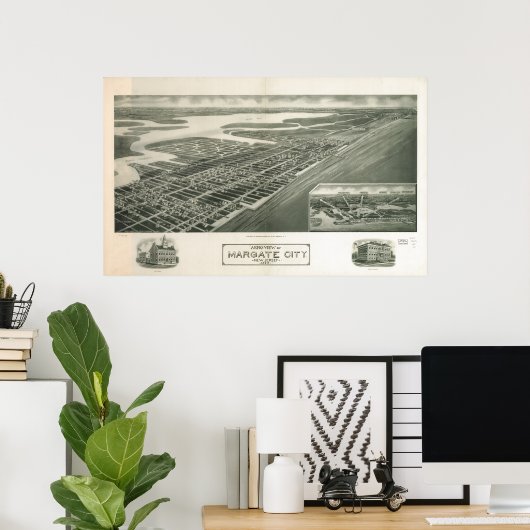 Margate New Jersey 1925 Antik Panoramabalkarte Poster (Heimbüro)