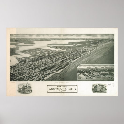 Margate New Jersey 1925 Antik Panoramabalkarte Poster (Vorne)