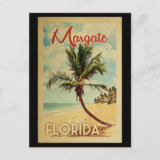 Margate Palm Tree Vintage Travel Postkarte (Vorderseite)