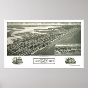 Margate Stadt, NJ panoramische Karte - 1925 Poster