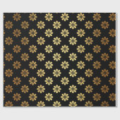Margerite Blume Gold Petals Black Elegante Geschenkpapier (Flach)
