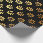 Margerite Blume Gold Petals Black Elegante Geschenkpapier (Ecke)