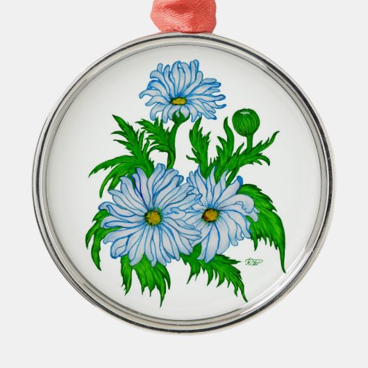 Margeriten Blume Silbernes Ornament (Vorne)