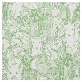 Margherita Menagerie Pizza Party grünes Gewebe Stoff