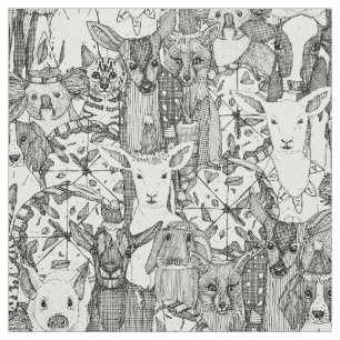 Margherita Menagerie Pizza Party schwarz Stoff