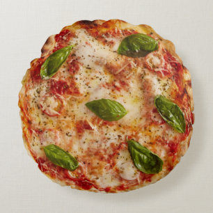 Margherita Pizza mit Basilikum-Blätter-Kissen Rundes Kissen