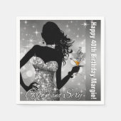 Margie Bling Bombshell Sparkle Birthday | silber Serviette (Vorderseite)