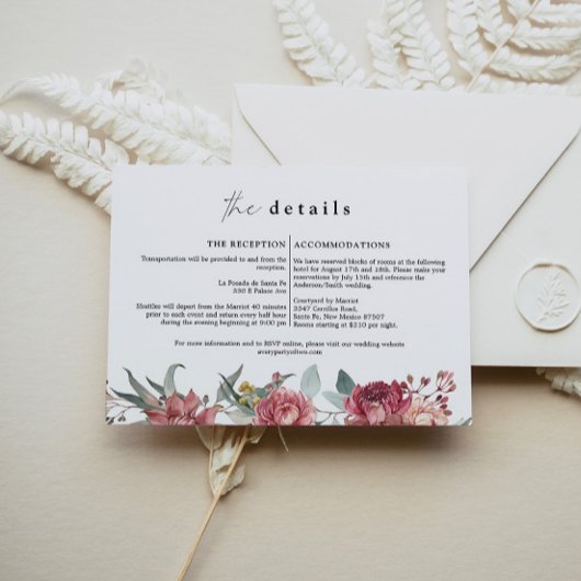 MARGOT Dusty Rose Blush Bloral Wedding Detail Card Einladung
