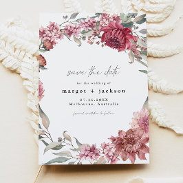 MARGOT Dusty Rose Blush Floral Foto Save the Date Einladung