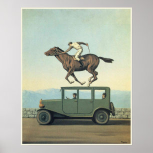 MARGRITTE HORSE RACING CAR Fine Art Poster