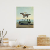 MARGRITTE HORSE RACING CAR Fine Art Poster (Küche)