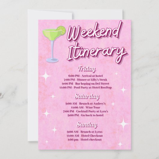 Margs and Matrimone - Bachelorette Weekend Einladung (Rückseite)