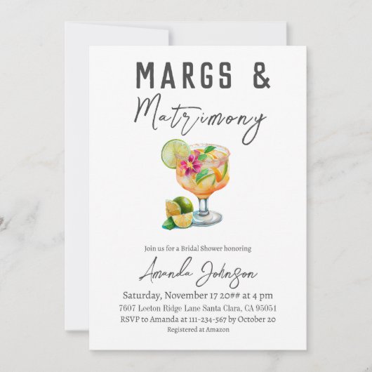 Margs and Matrimonica Mexican Fiesta Brautparty Einladung (Vorderseite)