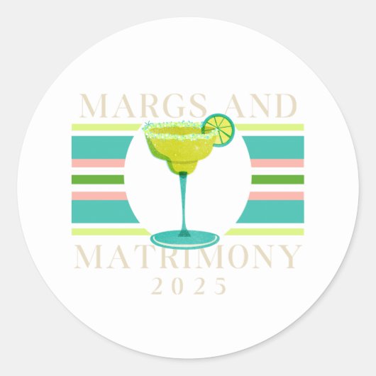 Margs and Matrimony - 2025 Bachelorette Runder Aufkleber (Vorderseite)