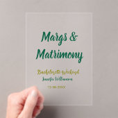 Margs and matrimony add name date bachelorette par acryleinladungen (Insitu (Handheld))