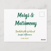 Margs and matrimony add name date bachelorette par postkarte (Rückseite)