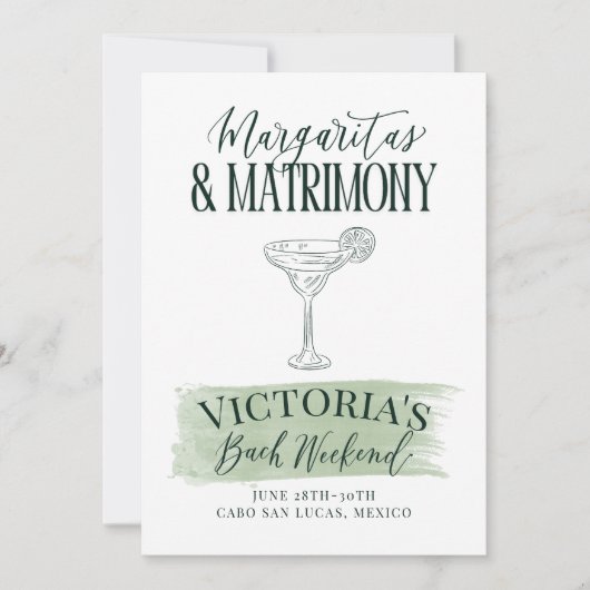 Margs and Matrimony Bachelorette Einladung (Vorderseite)