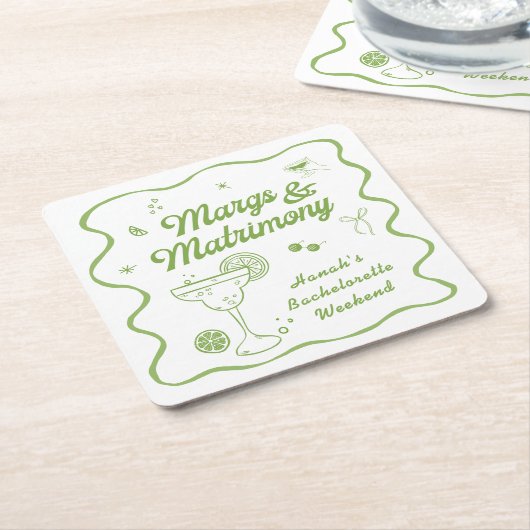 Margs and Matrimony Bachelorette Rechteckiger Pappuntersetzer (angewinkelt)