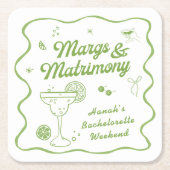 Margs and Matrimony Bachelorette Rechteckiger Pappuntersetzer (Vorderseite)