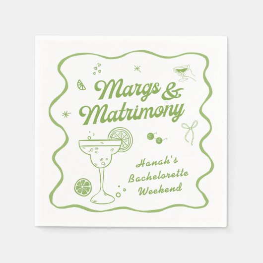 Margs and Matrimony Bachelorette Serviette (Vorderseite)