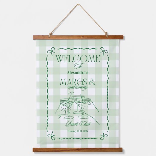 Margs and Matrimony Bachelorette Wandteppich Mit Holzrahmen (Vorderseite)