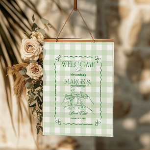 Margs and Matrimony Bachelorette Wandteppich Mit Holzrahmen