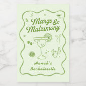 Margs and Matrimony Bachelorette Weinetikett (Einzelnes Label)