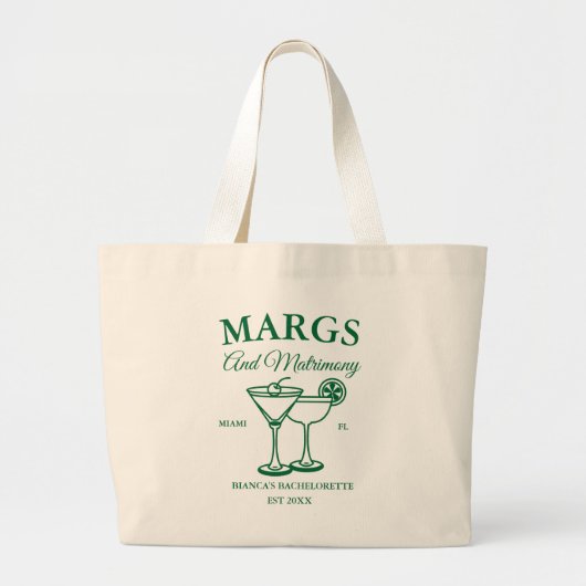 Margs and Matrimony Beach Junggeselinnen-Abschied Jumbo Stoffbeutel (Vorne)