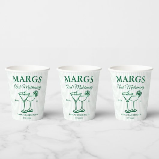 Margs and Matrimony Beach Junggeselinnen-Abschied Pappbecher (Multi)