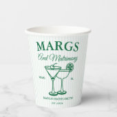 Margs and Matrimony Beach Junggeselinnen-Abschied Pappbecher (Vorderseite)