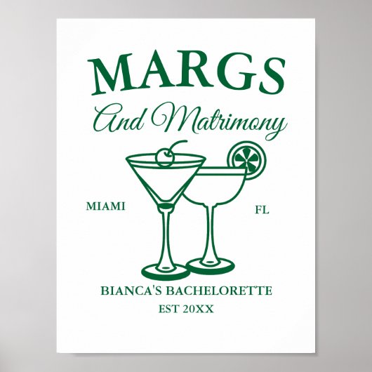 Margs and Matrimony Beach Junggeselinnen-Abschied Poster (Vorne)