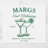 Margs and Matrimony Beach Junggeselinnen-Abschied Schaumweinetikett (Einzelnes Label)