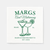 Margs and Matrimony Beach Junggeselinnen-Abschied Serviette (Vorderseite)