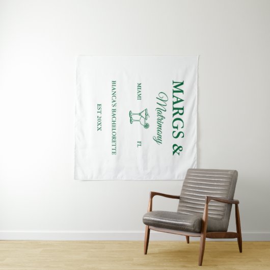 Margs and Matrimony Beach Junggeselinnen-Abschied Wandteppich (Beispiel (Horizontal))