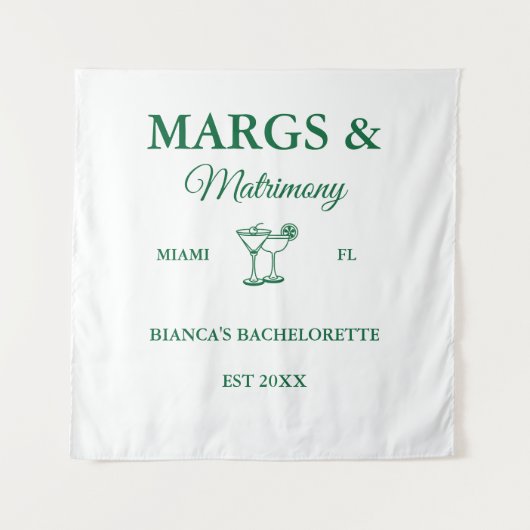 Margs and Matrimony Beach Junggeselinnen-Abschied Wandteppich (Vorderseite)