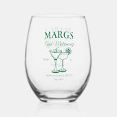 Margs and Matrimony Beach Junggeselinnen-Abschied Weinglas Ohne Stiel (Rückseite)