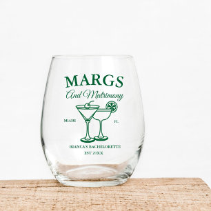 Margs and Matrimony Beach Junggeselinnen-Abschied Weinglas Ohne Stiel
