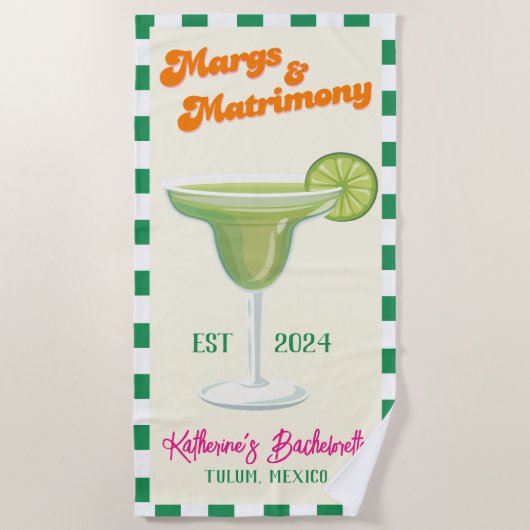 Margs and Matrimony Bridesmaid Junggeselinnen-Absc Strandtuch (Vorderseite)