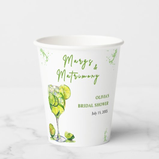 Margs and Matrimony Cocktail Brautparty Pappbecher (Vorderseite)