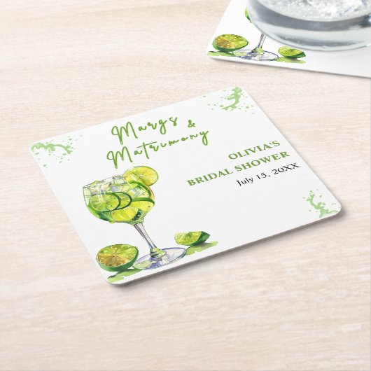 Margs and Matrimony Cocktail Brautparty Rechteckiger Pappuntersetzer (angewinkelt)