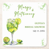 Margs and Matrimony Cocktail Brautparty Rechteckiger Pappuntersetzer (Vorderseite)