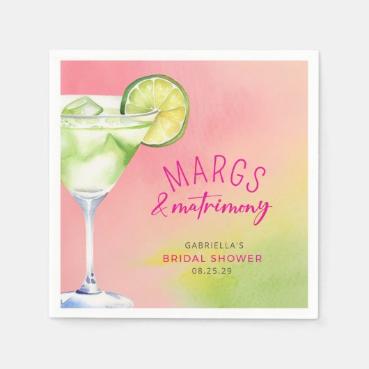 Margs and Matrimony Cocktail Brautparty Serviette (Vorderseite)