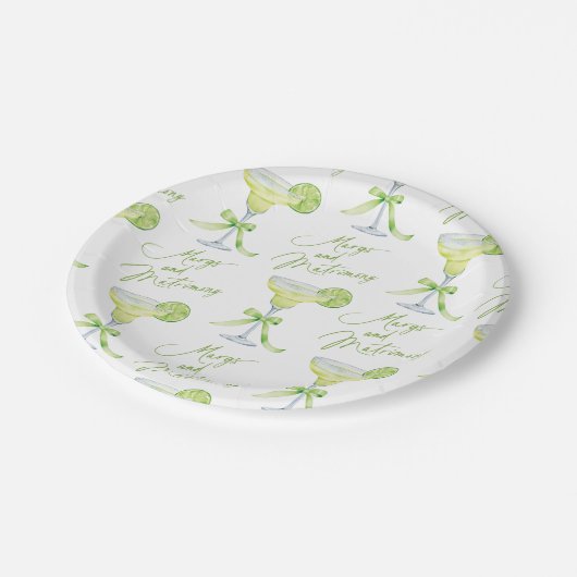 Margs and Matrimony Gemustertes Brautparty Pappteller (Schrägansicht)