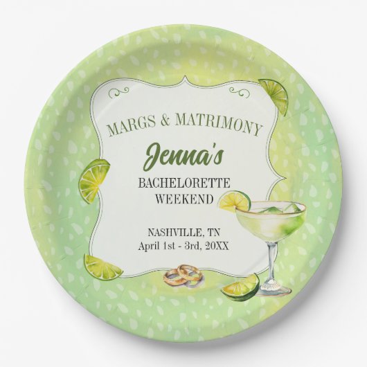 Margs and Matrimony Junggeselinnen-Abschied Pappteller (Vorderseite)